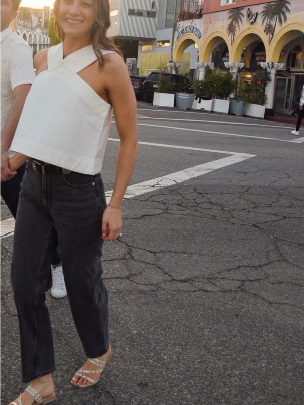 Everlane Ivory Cross-Back Crop Top